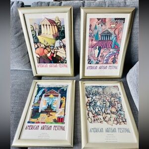 Vintage American Artisan Festival Silver Framed Posters